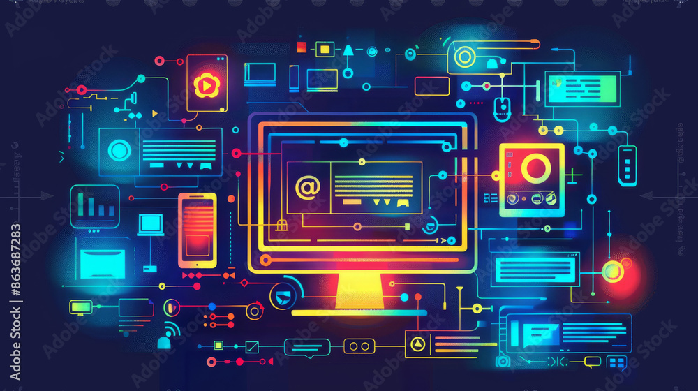 Wall mural vector illustration of web design and development.