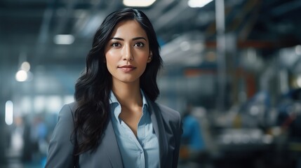 Obraz premium Portrait Asian indian female professional Engineer factory. 
