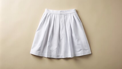 Crisp, isolated white skirt against a clean background, showcasing casual summer fashion, ideal for e-commerce or advertising purposes in a modern, minimalist style.