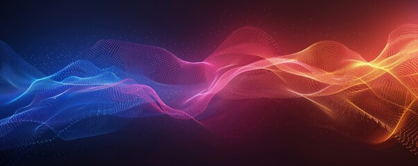 Abstract digital waves forming a vibrant and colorful background in blue and red hues
