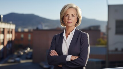 Senior businesswoman standing with arms crossed