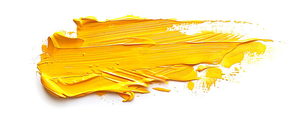 Abstract splash acrylic colorfull yellow brush stroke oil paint smear line on white background.