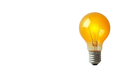 Glowing yellow light bulb on transparent background