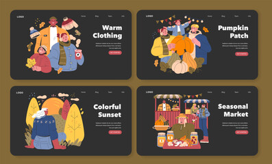 Fototapeta premium Welcome Fall. Flat Vector Illustration