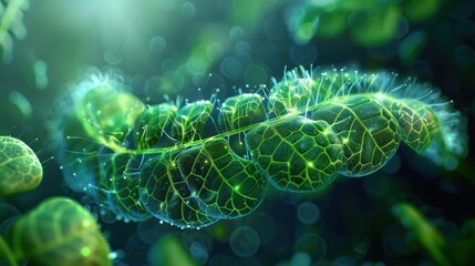 Fototapeta premium Researcher examining plant cells under a microscope in a laboratory.