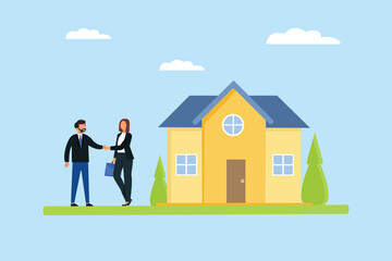 Real estate market concept. Colored flat vector illustration isolated.