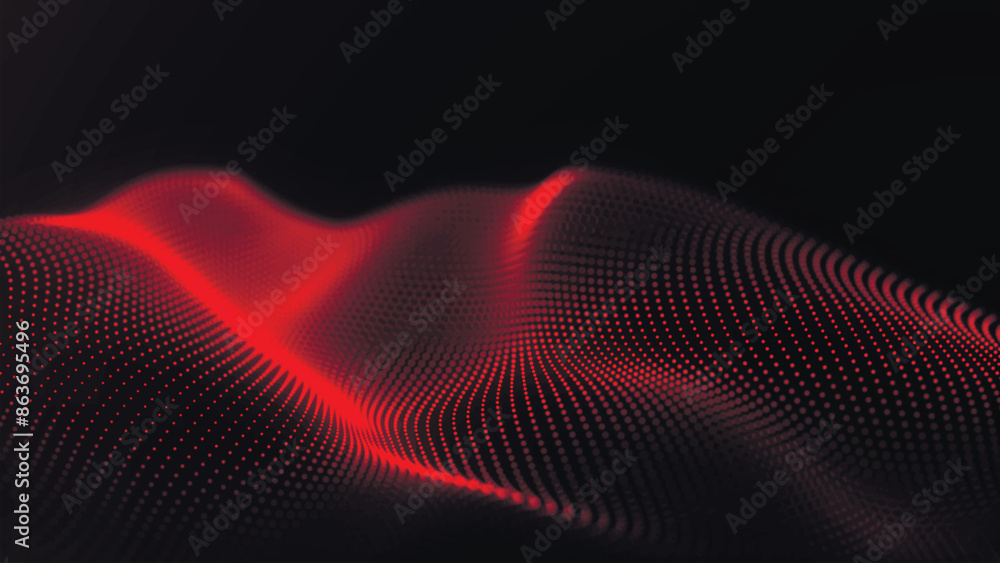 Poster abstract digital particle wave. technology background. futuristic dot wave. network connection struc