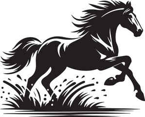 horse silhouette vector art illustration with white background
