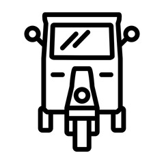 Auto Rickshaw Vector Line Icon Design