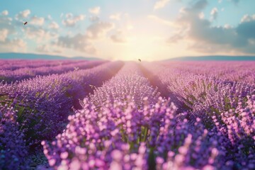 Fototapeta premium Lavender Field at Sunset