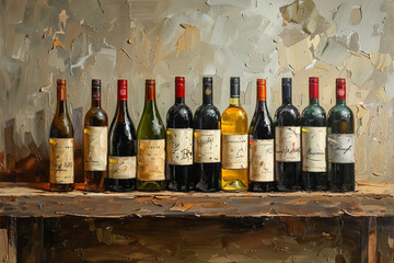 Elegant Collection: Bottles of Fine Wine"