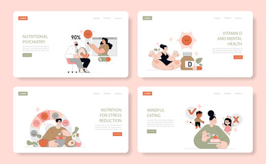 Nutrition And Mental Health. Flat Vector Illustration