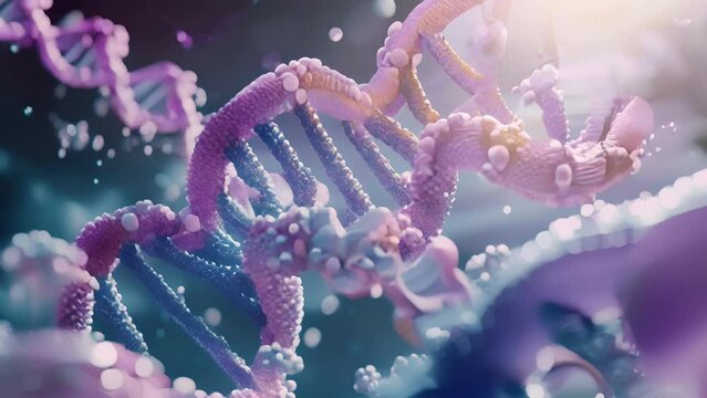 A closeup of a rie translating a strand of mRNA into a specific protein sequence.
