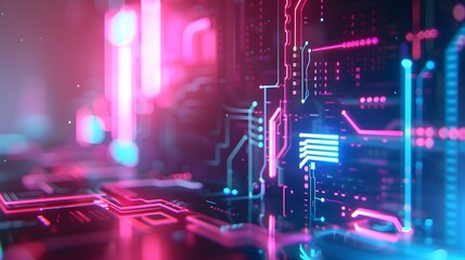 Fototapeta premium Futuristic Digital Billboard with Innovative Data-Driven Marketing Concepts and Cyber-Punk Aesthetics