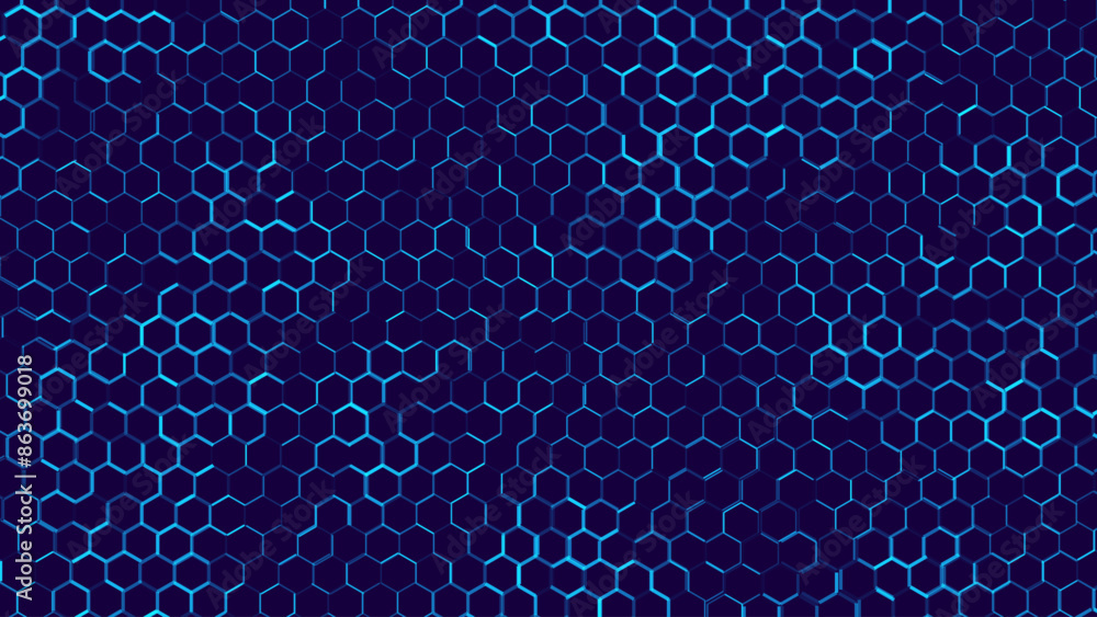 Fototapete Hexagonal Abstract Technology Background. Hexagons Pattern for Hi-Tech Communication Design. Hi-tech Cyber Hexagon Sci-Fi Game Banner Grid. Nano Shield Pattern. Vector Illustration