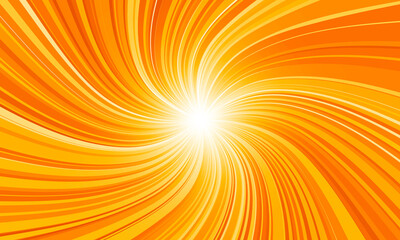 Swirling radial orange background. Vortex bright shiny light background.