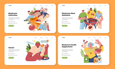 Mushroom Cultivation. Flat Vector Illustration