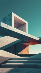 Obraz premium Minimalist Architectural with Stark Geometric Forms and Muted Color Tones