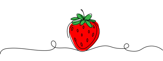 Vector strawberry with one line style and spots.