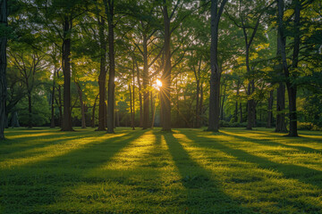 Naklejka premium morning in the park