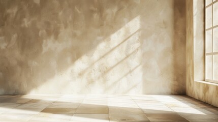 Window light shadow on wall. Interior background illustration generated by ai