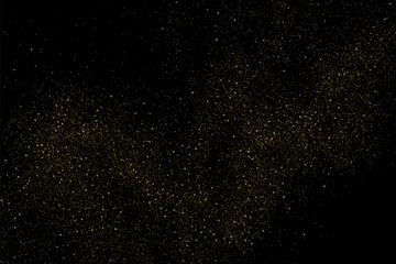 Space star sky. Gold light pattern texture on black backdrop. Abstract starlight. Yellow glitter background. Golden Explosion of Confetti. Vector illustration, EPS 10.