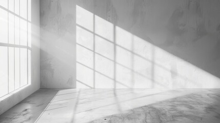 Window light shadow on wall. Interior background illustration generated by ai
