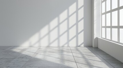 Window light shadow on wall. Interior background illustration generated by ai