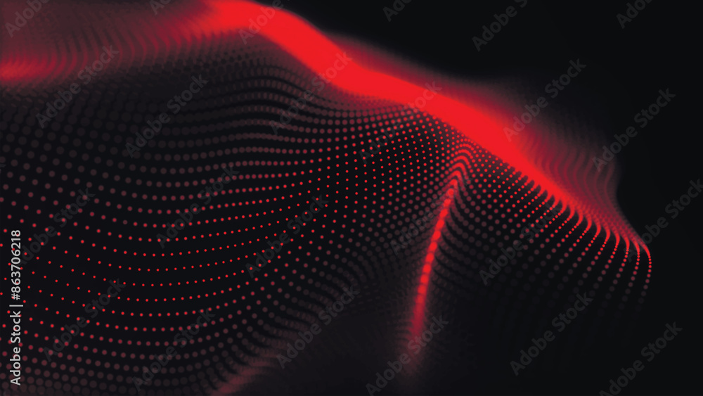 Poster abstract digital particle wave. technology background. futuristic dot wave. network connection struc