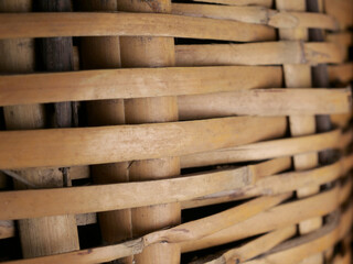 close-up old handmade wicker basket detail