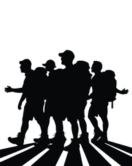Obraz premium hiking mans silhouettes white background