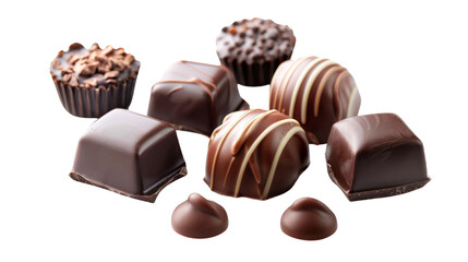 Chocolate pieces on transparent background