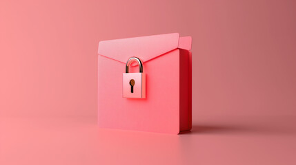 File folder and padlock illustration, privacy concept on color background