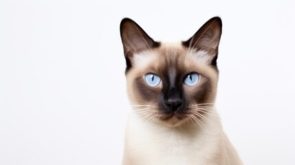 a Siamese cat on a white background