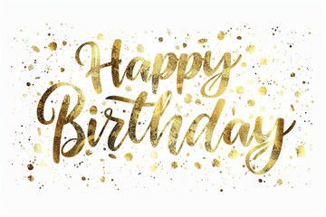 Golden Happy Birthday Banner With Confetti