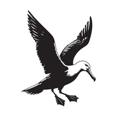 Silhouette of albatross with wings - minimallest albatross vector
