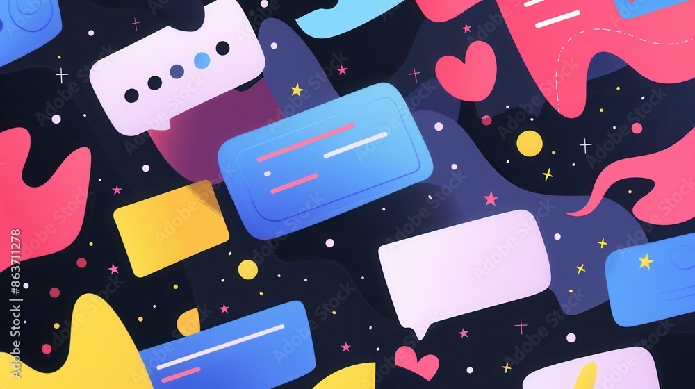 Poster a vibrant and abstract background featuring colorful social media ad examples. generative ai