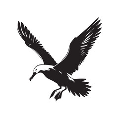 Obraz premium Albatross silhouette with spread wings - minimallest albatross vector 