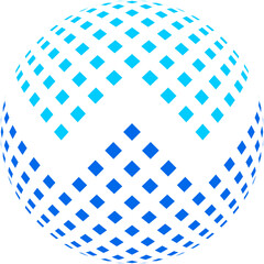 Globe logo shaped by tiny square with W letter shape