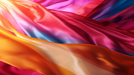 The lesbian flag is a series of pieces of cloth that flutter in the wind.