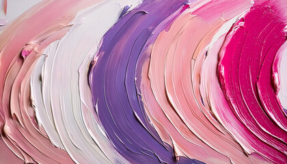 Abstract design with pink, purple and white brush strokes. Modern pattern with oil paint texture.