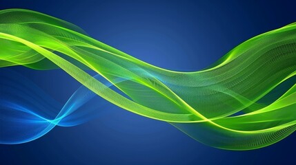 Obraz premium Elegant green and blue digital wave on dark background