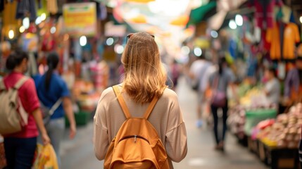 Tourists exploring vibrant local markets in an exotic city, cultural adventure, unique travel destination experience