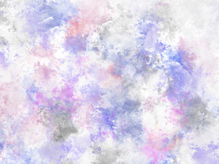 ふんわりとぼかしたタッチの水彩画。テクスチャ、背景素材。ピンク、青、紫。ポストカード、メッセージカード、グリーティングカード、サムネイル、バナー、ポスターなどに。