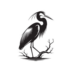 Heron bird silhouette vector art - minimallest heron vector