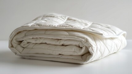 A picture of the front of a neatly folded quilt, cotton exterior, air-conditioned quilt