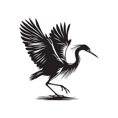 Heron bird silhouette illustration - heron illustration - heron black vector
