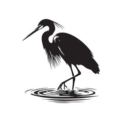 Elegant heron silhouette shape - heron illustration - heron black vector
