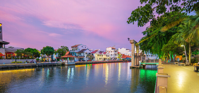The old town of Malacca, Melaca and the river. UNESCO World Heritage Site in Malaysia