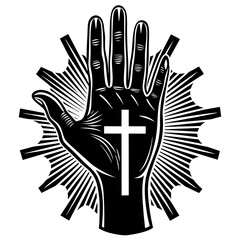 hand holding cross a catholic religious symbol for Christian nations vector design 